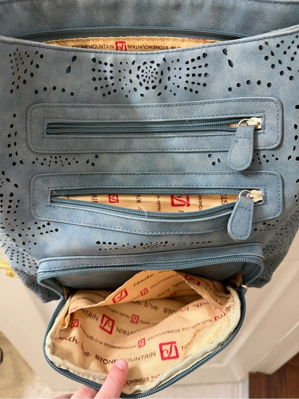 Stone Mountain Accessories Perforated Light Blue Shoulder Bag